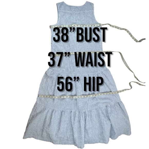 Max Studio Maxi White and Blue Dress Sz L - Picture 6 of 9